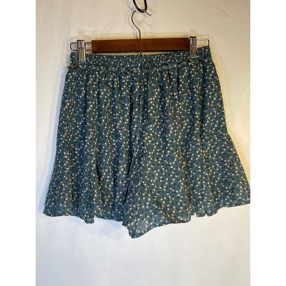 Paper Crane Green Floral Flowy Shorts Elastic Waist Size M - Picture 1 of 7